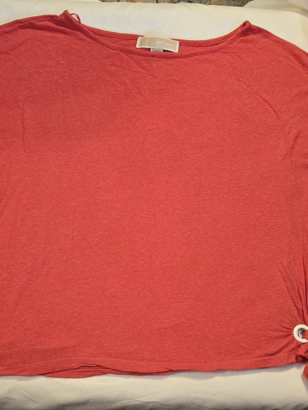 MICHAEL Michael Kors Coral Pink Short Sleeve Tee with Side Ring